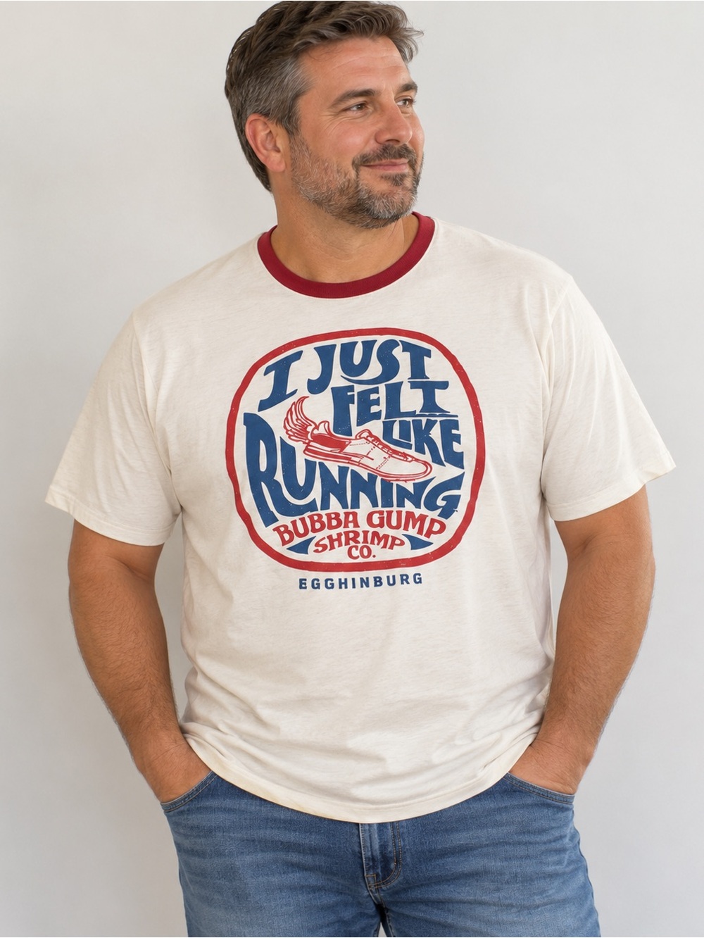 Bubba Gump Shrimp Co. White & Red Ringer Graphic Tee